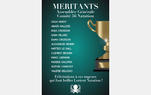 Nageurs récompensés lors de l'ASSEMBLÉE GÉNÉRALE DU COMITÉ  56 LE DIMANCHE 22 OCTOBRE 2017