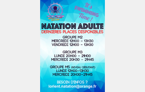 ADULTES DERNIERES PLACES DISPONIBLES 