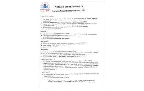 Protocole sanitaire septembre 2021