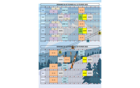 PLANNING DES VACANCES DE FEVRIER 2022